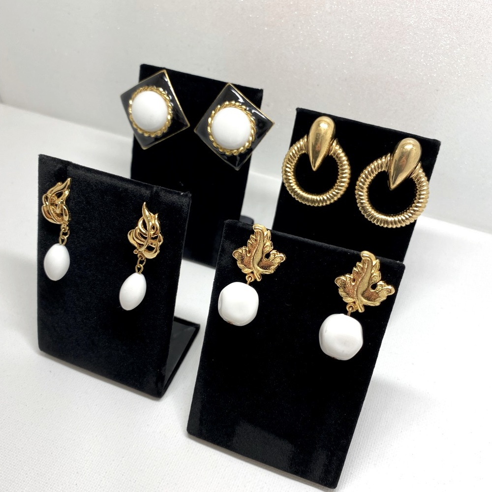 Vintage fashion stud earrings lot, 4 sets